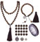 SUNNYCLUE 1 Set 108 Tigerauge Edelstein Mala Perlen/Buddha Perlen Halskette Schmuck Machen Kit - DIY 1 Handgeknüpfte Gebet Quaste Anhänger Halskette & 1 verstellbare Mala Wrap Perlen Armband