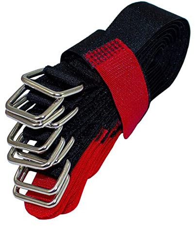 Lumonic 10x Klettbinder 200x20mm gekreuzt Schwarz Rot - Wiederverwendbare Kabelbinder aus Klettband - Zum Befestigen oder Kabelmanagement