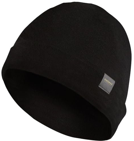 MERIWOOL Kids Merino Wool Beanie Hat - Warm, Atmungsaktive Unisex Kinder Strickmütze für Jungen und Mädchen, Schwarz, Einheitsgröße