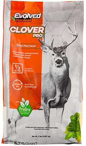 Evolved Harvest Clover Pro Food Plot Seed with Biostimulant Coating - Vital Nutrient Forage for Deer, 2 Lbs.