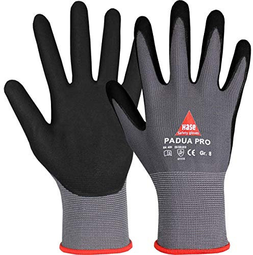 10 Paar Hase Safety Padua Pro Nitril-Arbeitshandschuhe, Rutschfeste Mechaniker-Handschuhe Größe S (07)