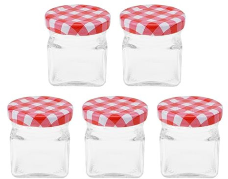 5 Pcs Clear Glass Jar Set Mini Containers Storage Jam Jars with Screw Top Lids