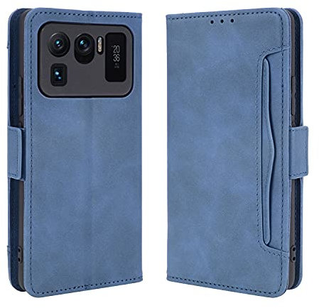 Hauw Coque Xiaomi Mi 11 Ultra,Fermeture Magnétique Fentes Multi-Cartes Etui Portefeuille en Cuir pour Xiaomi Mi 11 Ultra,Bleu