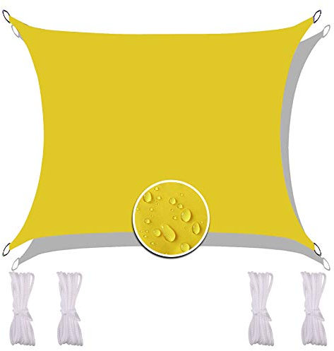 Redfire Imperméable Voile d'ombrage 2X5M, Résistant la Poussière Voile Imperméable pour Pergola Extérieure Différentes Tailles avec Corde de Fixation Multifonction pour Plate-Forme Jaune