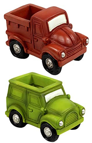 BESTonZON 2pièces Pots De Fleurs Cartoons De Pots Décoratifs Forme De Voiture pour Plantes Succulentes Design Amusant Et Original pour Décoration Intérieure Et Extérieure