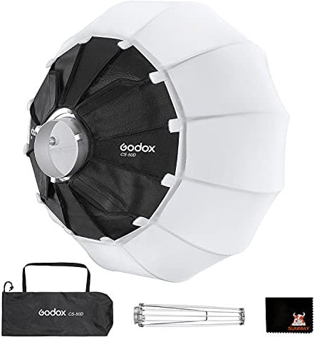 GODOX CS-50D Collapsible Lantern Softbox 50cm/20inch Omni-directional Light Modifier Bowens Mount for Video Recording, Live Streaming and Film Making, Godox SL150 II, UL150, VL150 Light