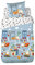 CÔTE DECO Bettwäsche-Set für Kinder, wendbar, LKW und Traktor, Blau, Bettbezug 140 x 200 cm + 1 Kissenbezug 63 x 63 cm, 100% Baumwolle