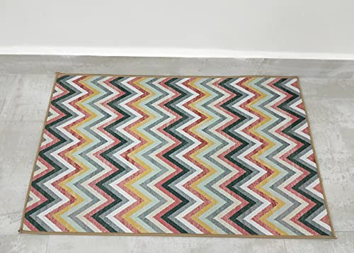 Alfombras Cocina Lavable Antideslizante Alfombrilla de Goma Base TPR Alfombra de Baño Alfombrillas Cocina (50_x_80_cm, TRIANGULOS)