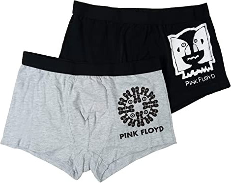 United Labels Pink Floyd Boxershorts Unterhose Herren Unterwäsche Schwarz Grau (2er Pack) (L)