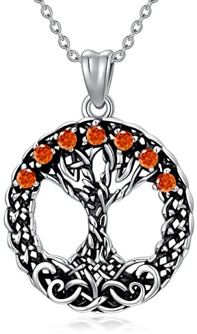 LONAGO Collar Árbol de la Vida para Mujer Plata de Ley 925 Céltico Árbol de Familia Colgante Collar Joyería