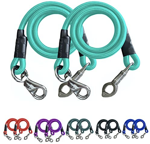 Majestic Ally Pack of 2, Bungee Trailer Tie for Horse Haulage with Panic Snap and Bull Snap - 36 Inch (Turquoise)
