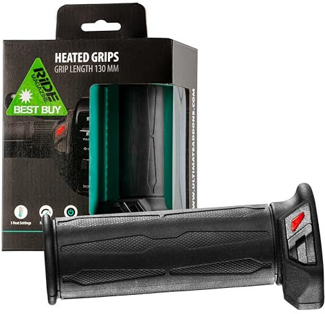 Heated Motorcycle Grips with Integrated Switch and 5 Temperature Settings - 130mm Length