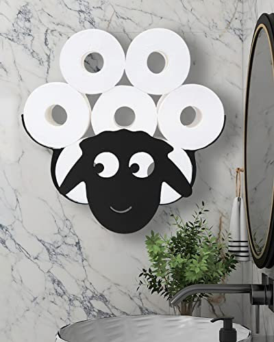 Gardlister Toilettenpapierhalter, schwarzes Schaf, Bauernhaus-Dekor, Regal über Toilettenpapier, Organizer für Badezimmer, extra 8 Rollen, lustige Wandmontage, Seidenpapieraufbewahrung