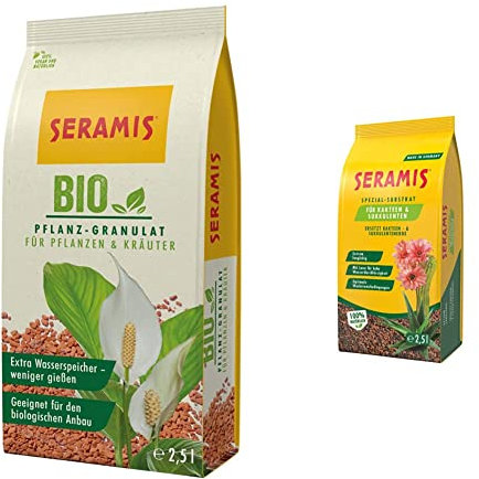 Seramis Bio-Pflanz-Granulat für Pflanzen und Kräuter, 2,5 l, Pflanzenerde Ersatz zur Wasser- und Nährstoffspeicherung & Spezial-Substrat für Kakteen und Sukkulenten, 2,5 l, Rotbraun