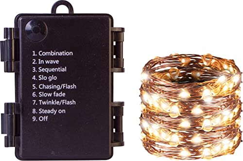 St Helens Home & Garden Copper Battery LED Fairy String Light with Controller. for Indoor and Outdoor use. Use at Christmas, Wedding Party and for Decoration (10 Metre 100 LEDs)
