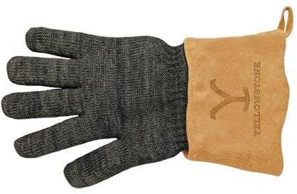 Y Yellowstone Grill- und Allzweck-Handschuh – Grillhandschuh aus Kevlar®-Fasern | idealer schützender Grillhandschuh zum Grillen oder Arbeitshandschuh | Lange schützende Ledermanschette |