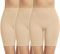 Memoryee 3 Pack Radlerhose Damen Boxershorts Unter Kleid Rock Anti Scheuern Unterhosen Kurze Leggings Panties für Unterwäsche und Yoga/Beige-3Pack/XL