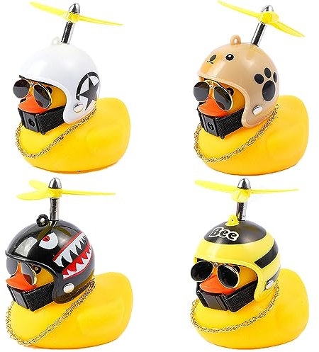 4 Stück Gelbe Ente Armaturenbrett Dekorationen, Gummi Gelbe Ente Auto Ornament, Ente Für Auto, Gummi Ente Ornamente, Gummi Ente Autodekoration Für Auto Motorrad Fahrrad(B)