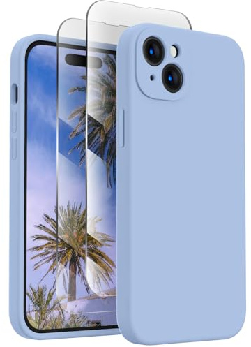 FireNova Designed for iPhone 15 Case, 6.1, Light Blue | Silicone Upgraded [Camera Protection] Phone Case, with Soft Anti-Scratch Microfiber Lining Inside