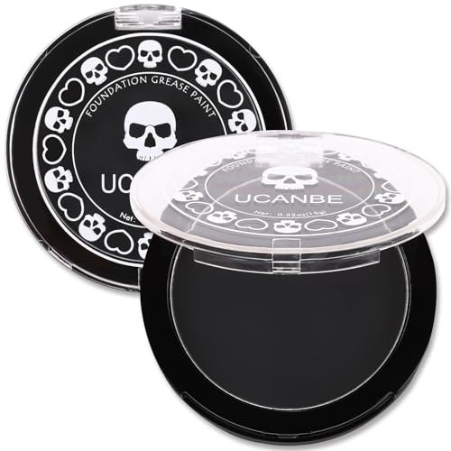 UCANBE Maquillaje Negro para Cara, Base Maquillaje Halloween Negro, Segura y No Tóxica, Pintura Facial para Teatro, Carnaval, Escenario y Cine