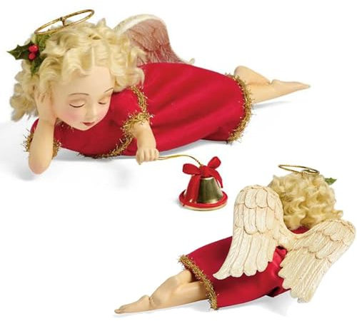 Weihnachtsengel mit Trompete, niedlicher Mädchen-Engel, der aus Kunstharz trompetet, Tischdekoration, einzigartige festliche Cherub-Figuren, Engel-Ornamente für das Ferienhaus (Liegende Haltung)