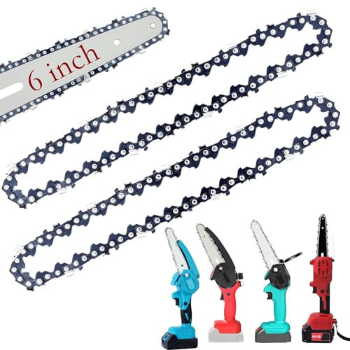 Chainsaw Chain, 6-Inch Mini Chainsaw Chain for Electric Chain Replacement - 37 Drive Links - 18 Blades,2 Pack Durable Low-Kickback Carbon Steel Chain Saw Chains