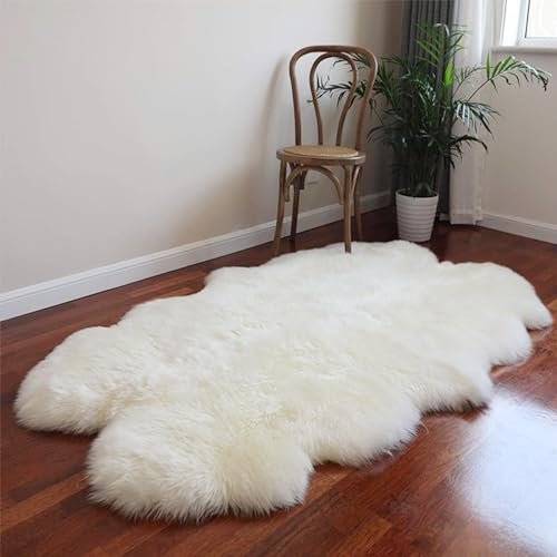 WL&ALLEN Alfombra grande de piel de oveja auténtica gruesa y exuberante de pelo de 3 pulgadas, piel australiana de lujo, alfombras grandes de lana de oveja (pelaje individual grande de 4 pies 4