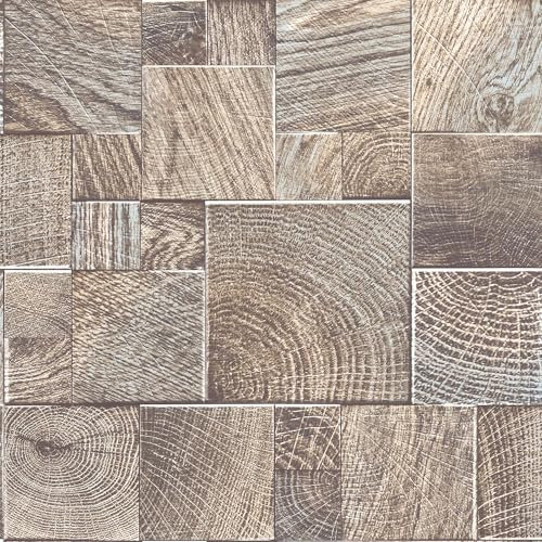 Wooden Block Tile Effect Wallpaper - Grey Beige Glitter Modern Contemporary - Textured Vinyl Feature Wall