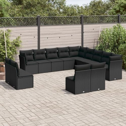 Festnight Gartenlounge Outdoor XXL mit Stauraum Rattan Garten Loungemöbel Set Groß Ecklounge Garten Lounge Sofa Polyrattan Gartensofa Terrassenmöbel Ecksofa Terrasse Gartenmöbel