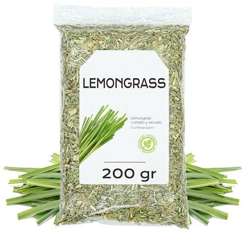 Hierba de Limon 200g - Lemongrass - Citronella - Hierba de Limon Cortada y Secada - Lemongrass a Granel (200 gr)
