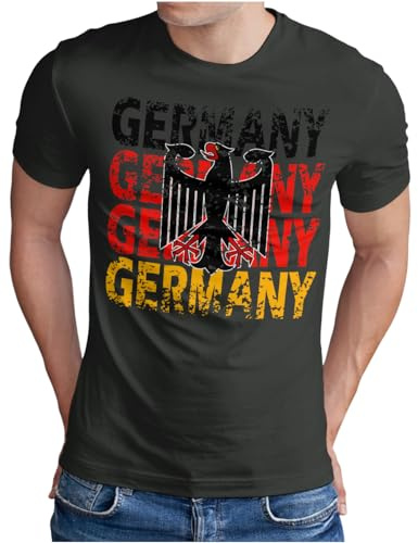 OM3® Germany T-Shirt - Herren - Deutschland Teamshirt Flagge Fussball WM 2026 Fanshirt Adler I - S - 5XL