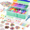 zycBernoi 18000+ Loom Band Kit for Girls with 3 Tier Craft Storage Box, 30 Colors Rubber Band Bracelet Kit, Elastic Bracelet Making Kit for Kids Birthday Christmas(Green)