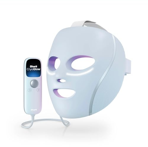 Shark CryoGlow LED Face Mask with Under-Eye Cooling, Adjustable Straps | Anti-Ageing & Blemish Repair, Red & Blue LED, Infrared Light Therapy, USB-C, Remote Control, Storage Bag, Adjustable Straps