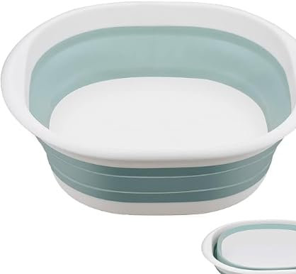 KUIZHEN Square Collapsible Washing up Bowl, 3.5L Multi-Functional Outdoor Travel Water Storage Basin, Folding Hand Wash Basin for Kitchen Sink Travel Camping Hiking and Motorhomes(Green)