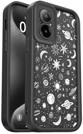 PanXCase Funda para Realme C67 4G - Carcasa Silicona Delgada Suave Ligera Elegante Diseño, Protección Cámara Antichoque Antiarañazos Cover (Black,Planets)