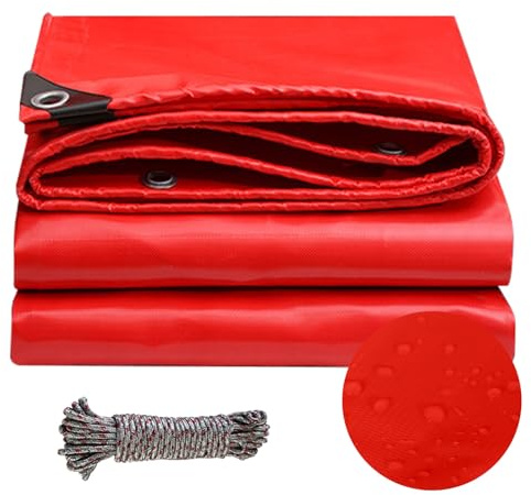 Toldo/Lona de Polietileno 1 x 6 m Impermeable, Resistente a Los Rayos UV, Lavable Toldo Reforzada de Protección para Muebles, Piscina, Coche, Rojo