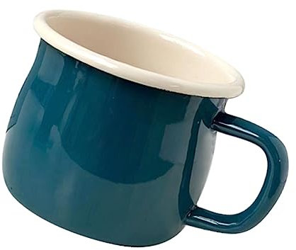 BEBEMOKO Taza esmaltada retro personalizable para café y leche, personalizable, para uso diario y con diseño elegante