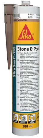 SIKA - Naturstein & Pool Silikon - SikaSeal-195 - Anthrazit - 300ml | Für Naturstein und Schwimmbäder - Verfärbungsfrei - Für Fugen in Nassbereichen - Innen und außen
