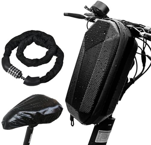 Mafagwre Schloss für E Scooter,Schellenschloss für E Roller,Fahrradschloss,E-Bike/Motorrad,Inklusive Einer Tragbaren 4L Aufbewahrungstasche Fahrradsattel Regenschutz