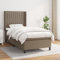 Homgoday Boxspringbett mit Matratze Taupe 90x190 cm Stoff Bettgestell Doppelbett Einzelbett Modern Bett mit Lattenrost Bettrahmen Hotelbett Gästebett Schlafzimmerbett