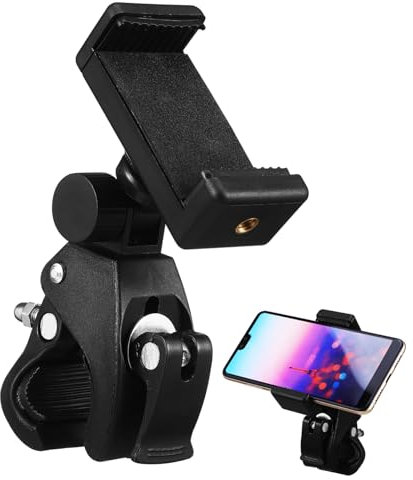 Homoyoyo Adjustable 180° Rotating Phone and Mic Stand Clamp Phone Holder and Mic Clip, Black, Compatible Instrument Microphone and Smartphone Stand for Recording and Performance