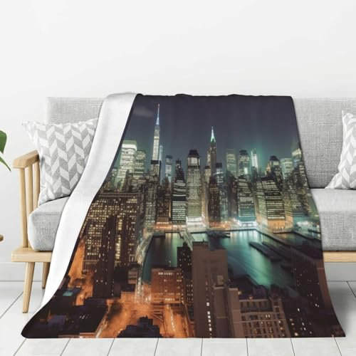 Flanell-Überwurfdecke, New York City, Decken für Couch, waschbar, leichte Decke für Bett, weiche Fleecedecke, 101,6 x 76,2 cm, Klimaanlage, warme Plüschdecken für alle Jahreszeiten