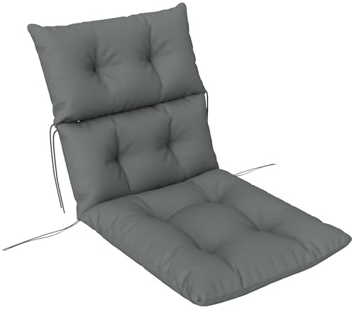 Outsunny getuftet Adirondack Stuhl Kissen, dicke Garten Sitzkissen Pad mit Rückenlehne, Schaukelstuhl Kissen mit Krawatten für Outdoor-und Indoor-Einsatz, hellgrau