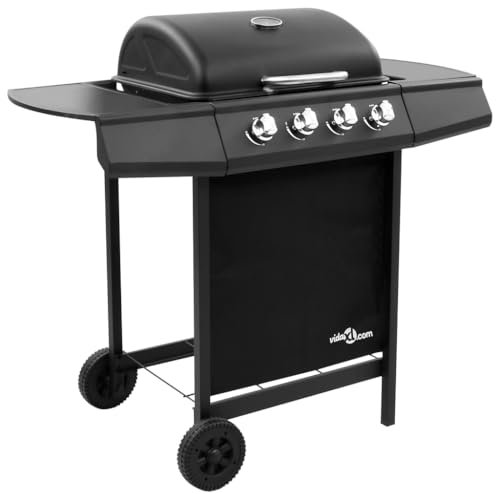 Griglia Barbecue a Gas con 4 Bruciatori Nera (15,4KG)-250109