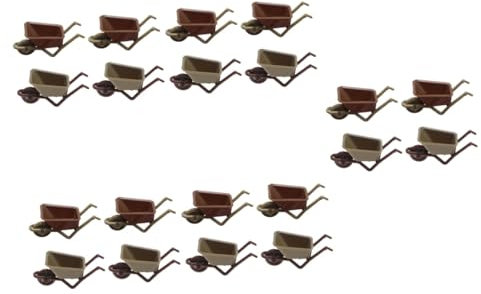 Kisangel 5 Ensembles Modèle De Chariot Décoration De Jardin Miniature Accessoire De Jardin en Plastique Maison Miniatures Transpalette Manuel Petit Chariot Brouette Miniature 4 Pièces * 5