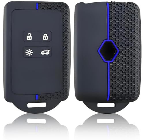 SANTUO Renault Key Card Case, Key Cover for Renault, Silicone 4 Buttons Compatible with Renault Clio Espace 5 Megane Kadjar Captur Koleos and Dacia Duster Smart Key Card Case Shell Holder