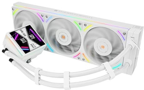 Hyper Vision 360 UB ARGB White CPU Liquid Cooler, 3.95in Magnet Absorbent LCD Screen - 480x480 Resolution for Images,Magnetic Panel Screen Water Cooler for AM5/AM4/ Intel LGA1851/1700