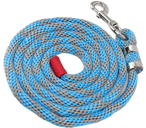 Nylon Horse Rope, Multipurpose Thickened Livestock Rope, 8.2ft Heavy Duty Lead Ropes with Alloy Hook for Pet Blue Grey (Blue Gray)