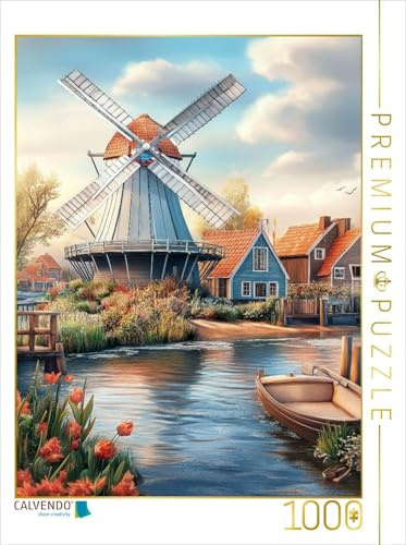 CALVENDO Puzzle Mühle am Kanal | 1000 Teile Lege-Größe 64 x 48 cm Foto-Puzzle für glückliche Stunden