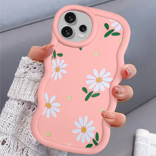 BEENTRYS Blumen Muster Handyhülle für Redmi 13C / Xiaomi Poco M6 5G / C65 Hülle,Wellen Rahmenform Aesthetic Design Niedliches Mädchen Frauen Weich TPU Silikon Stoßfest Cover Case Schutzhülle-Rosa